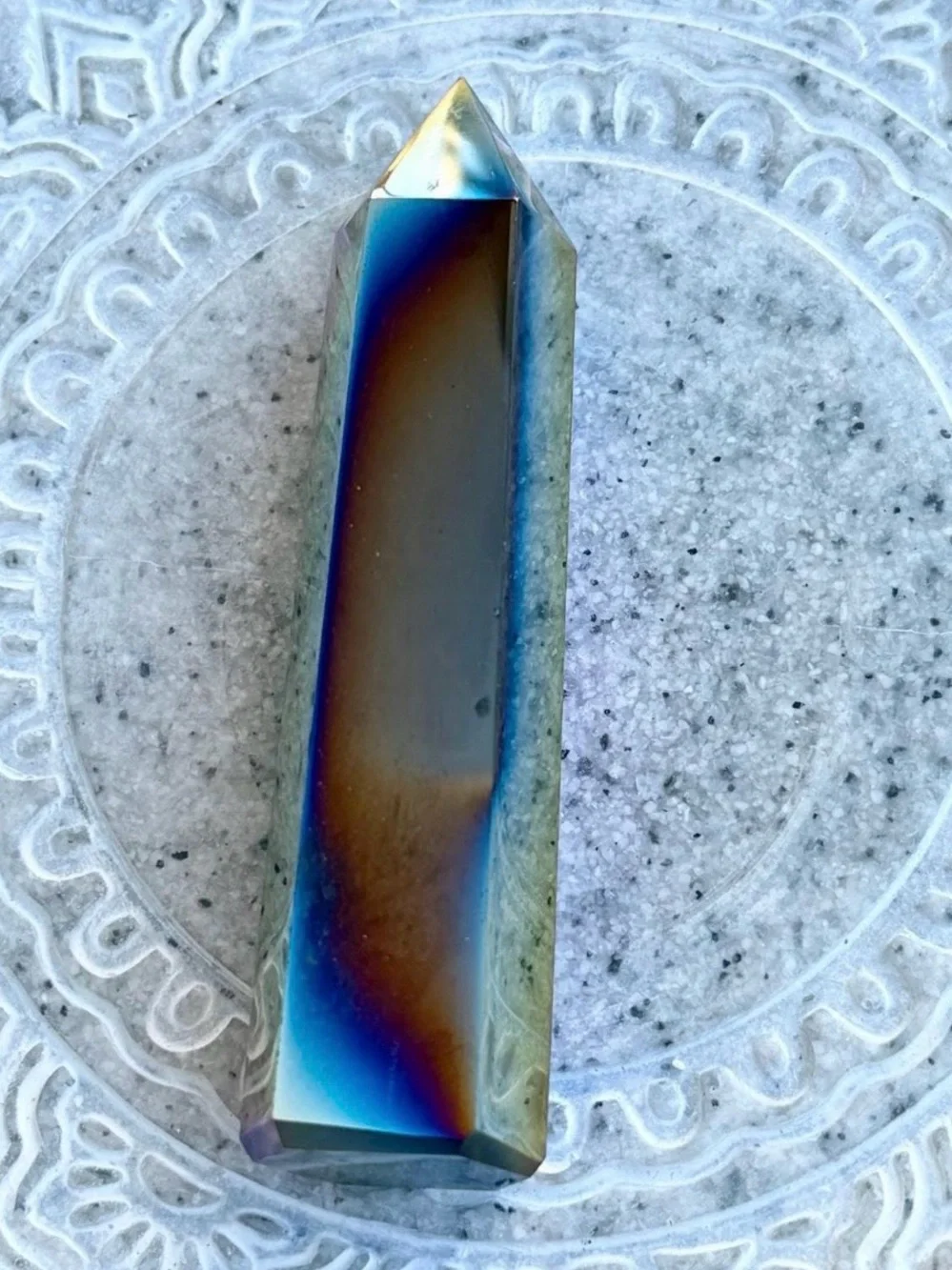 Titanium Rainbow Aura Quartz Tower, Wandering Bunny LLC